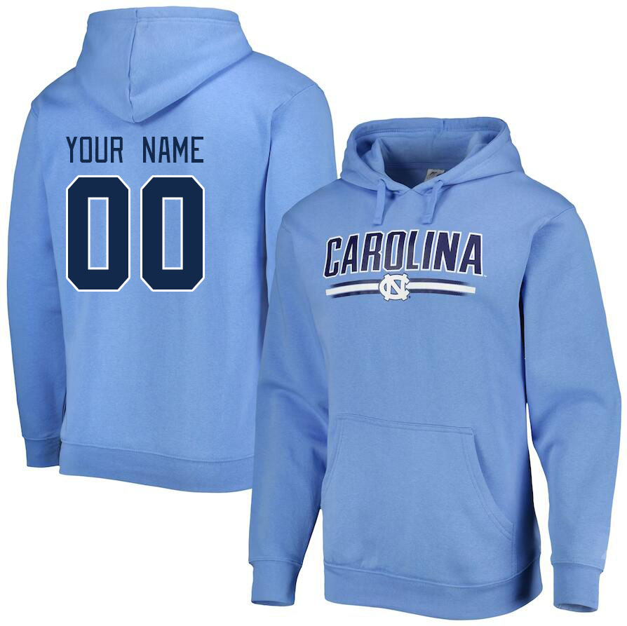 Custom North Carolina Tar Heels Name And Number College Hoodie-Carolina Blue - Click Image to Close